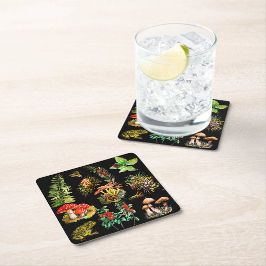 Wald, wilde Pilze Rechteckiger Pappuntersetzer (Vor Ort)