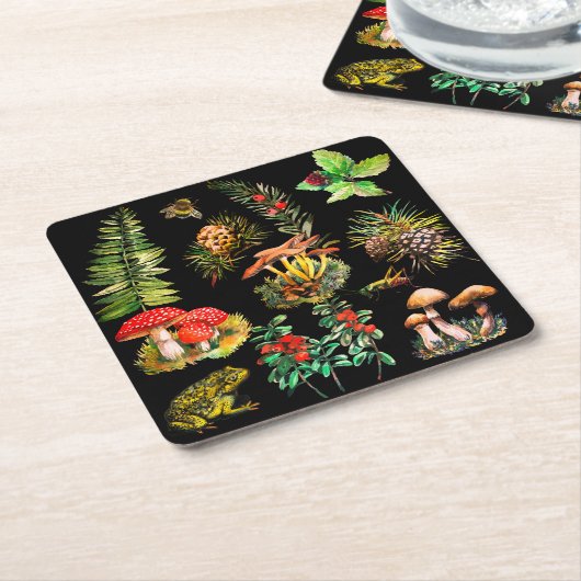 Wald, wilde Pilze Rechteckiger Pappuntersetzer (angewinkelt)