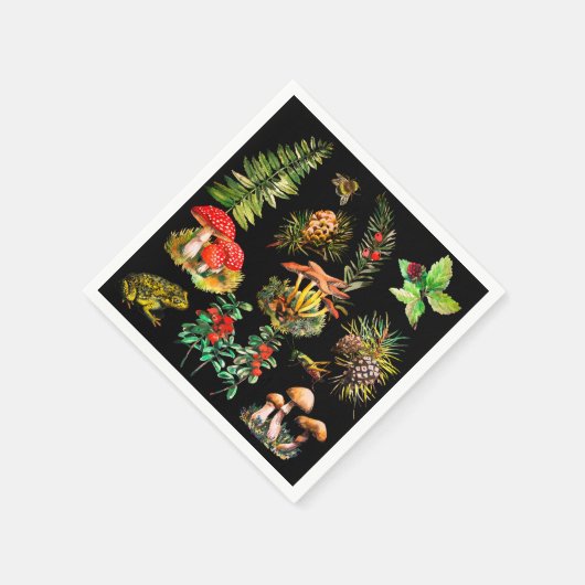 Wald, wilde Pilze Serviette (Ecke)