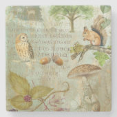 Wald Wildtierquirrel, Owl, Autumnal Steinuntersetzer (Vorderseite)