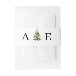 Wald-Winter-Aquarell-Hochzeit Einladungsbanderole
