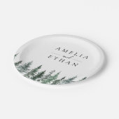 Wald-Winter-Aquarell-Hochzeit Pappteller (Schrägansicht)