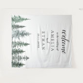 Wald-Winter-Aquarell-Hochzeit Wandteppich (Vorderseite (Horizontal))