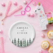 Wald Winter Wasserfarben Hochzeit Pappteller (Party)