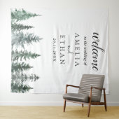 Wald-Winter-Watercolor-Hochzeit Wandteppich (Beispiel (Horizontal))