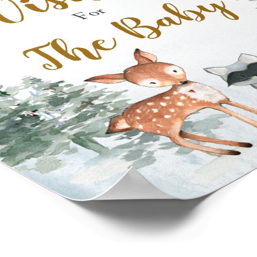 Wald-Wintertiere-Waldwünsche für Kinder Poster (Ecke)