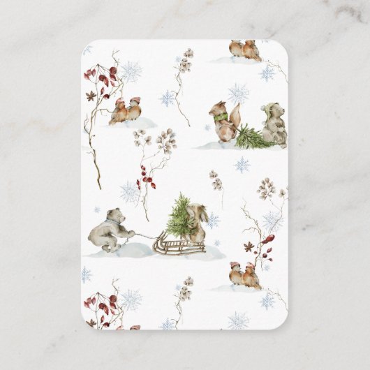 Wald Winterwald | Windelwanne für Babydusche Begleitkarte (Rückseite)