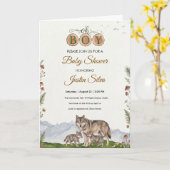 Wald-Wolf-Baby-Party Karte (Gelbe Blume)