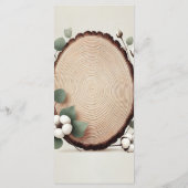 Wald Wood Eukalyptus Cotton Rustic Wedding Menü Menükarte (Rückseite)