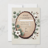 Wald Wood Eukalyptus Cotton Rustic Wedding RSVP Einladung (Vorderseite)