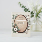 Wald Wood Eukalyptus Cotton Rustic Wedding RSVP Einladung (Stehend Vorderseite)