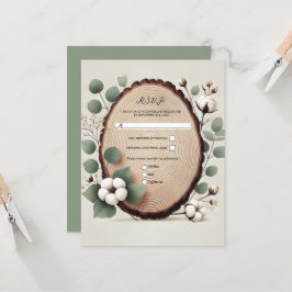 Wald Wood Eukalyptus Cotton Rustic Wedding RSVP Einladung