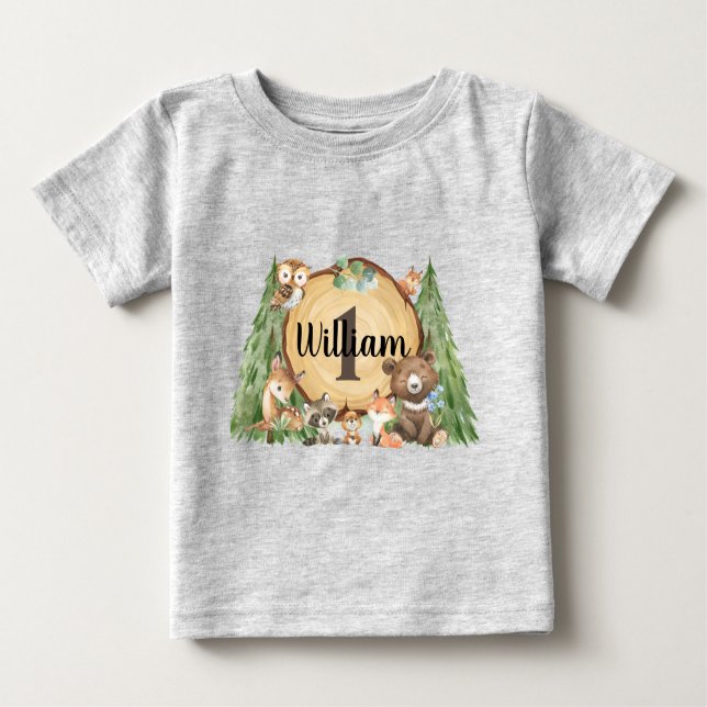 Wald Woodland Animal Birthday Shirt (Vorderseite)