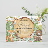 Wald Woodland Animal Wild One Einladung (Stehend Vorderseite)