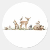Wald Woodland Animals Baby Dusche Gefallen Runder Aufkleber (Vorderseite)