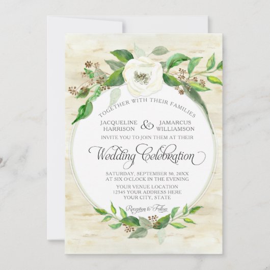 Wald Woodland BOHO Fall Sommer Wasserfarbe Einladung (Vorderseite)