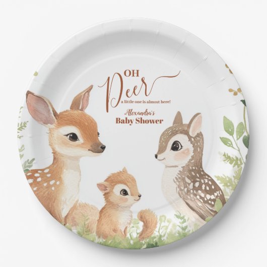 Wald Woodland Oh Deer Pappteller (Vorderseite)