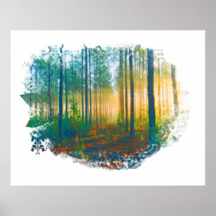" Wald Woods Rustikale Waldlandschaft Artsy Poster