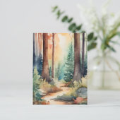 Wald Woodsy in Wasserfarbe Postkarte (Stehend Vorderseite)