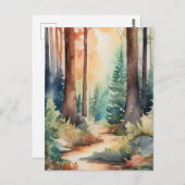 Wald Woodsy in Wasserfarbe Postkarte (Vorne/Hinten)