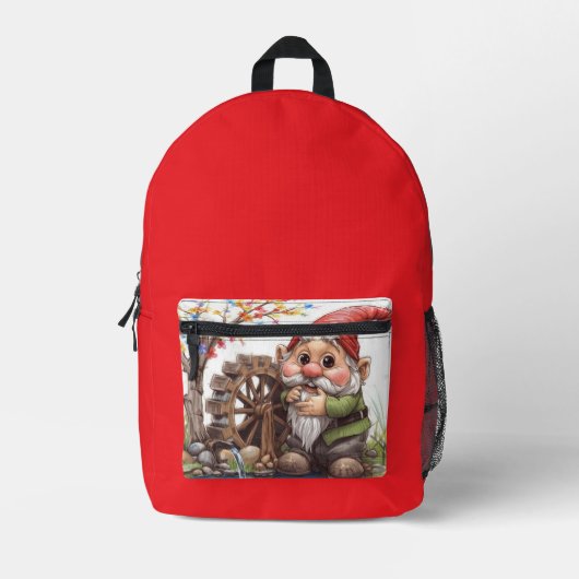 Wald-Wunder-Gnom-Rucksack Bedruckter Rucksack (Vorderseite)