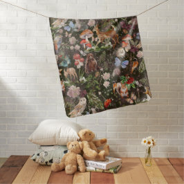 Waldabenteuer Aquarelltiere und Pilze Babydecke