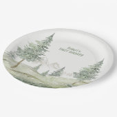 Waldabenteuer beginnt Babyduschkarte Pappteller (Schrägansicht)