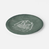 Waldabenteuer beginnt Zitat rustikale Grüne Hochze Pappteller (Schrägansicht)