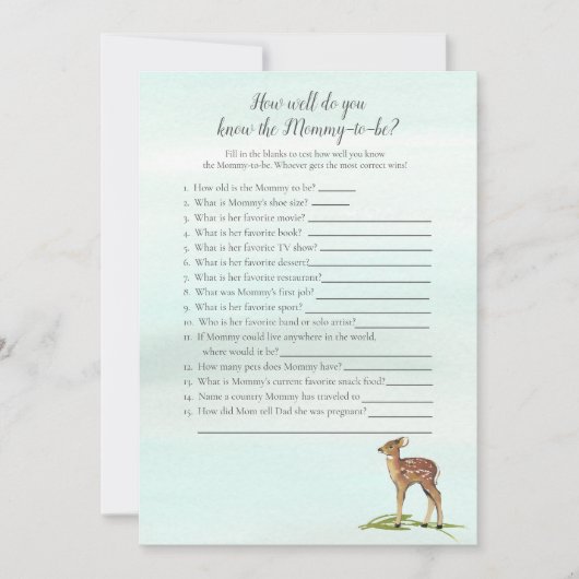 Waldabenteuer, das Mommy Best Deers Game kennt Einladung (Vorderseite)