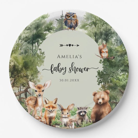 Waldabenteuer Grünwald Dekoration Pappteller (Vorderseite)