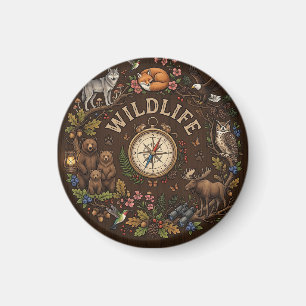 "Waldabenteuer mit Wildtieren" Illustration Magnet