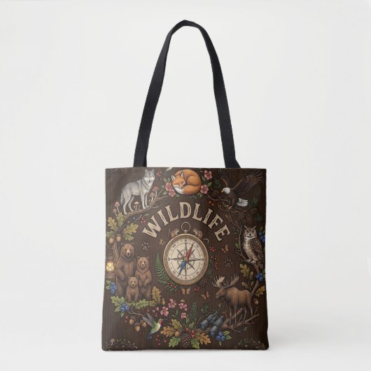 "Waldabenteuer mit Wildtieren" Illustration Tasche (Vorderseite)