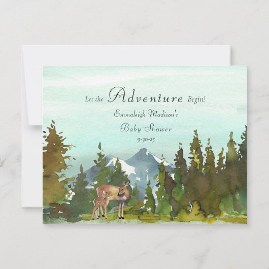 Waldabenteuer-Mommy's Bauchgröße Deers Game Einladung (Rückseite)