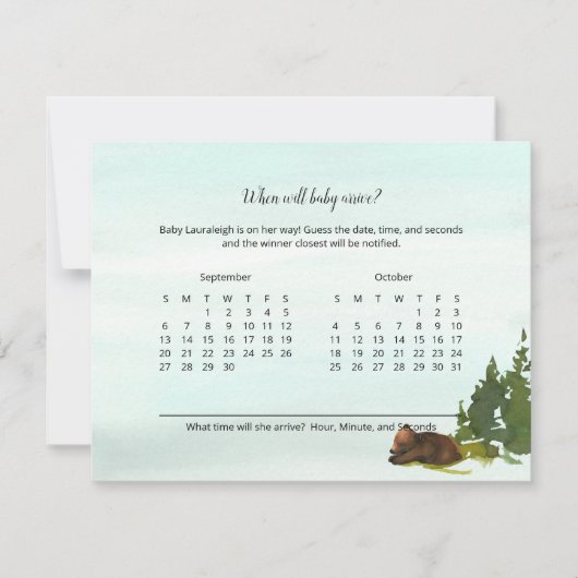 Waldabenteuer-Ratschläge, wenn Baby-Spielkarte ank Einladung (Vorderseite)