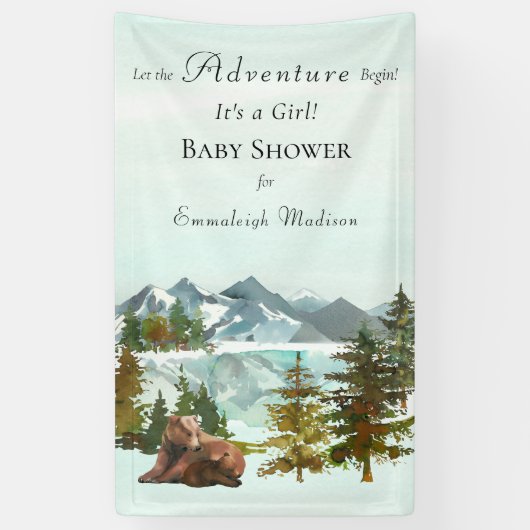 Waldabenteuer Rustikale Bears Kinderdusche Banner (Vertikal)