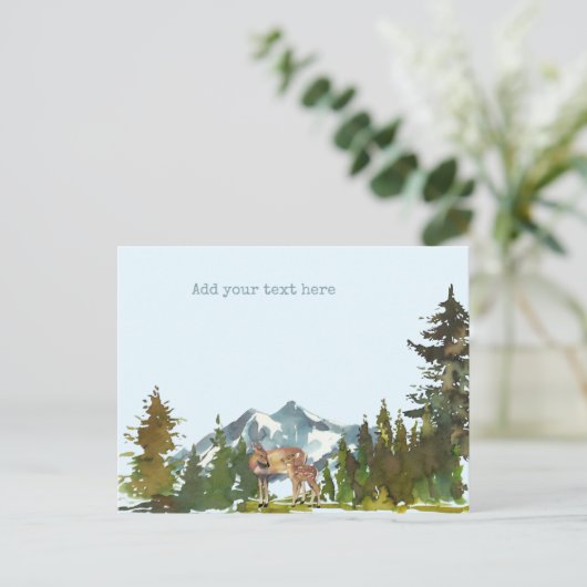 Waldabenteuer Rustikale Hirsche Postkarte (Stehend Vorderseite)