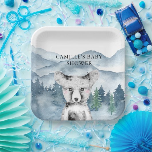 Waldabenteuer Wasserfarbengebirge Kinderdusche Pappteller (Party)