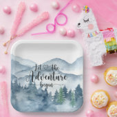 Waldabenteuer Wasserfarbengebirge Kinderdusche Pappteller (Party)