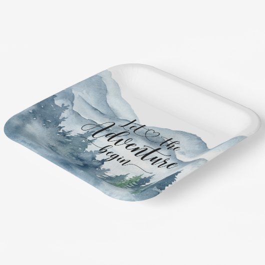 Waldabenteuer Wasserfarbengebirge Kinderdusche Pappteller (Gewinkelt)