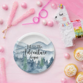 Waldabenteuer Wasserfarbengebirge Kinderdusche Pappteller (Party)