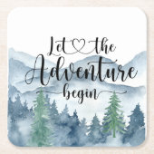 Waldabenteuer Wasserfarbengebirge Kinderdusche Rechteckiger Pappuntersetzer (Vorderseite)