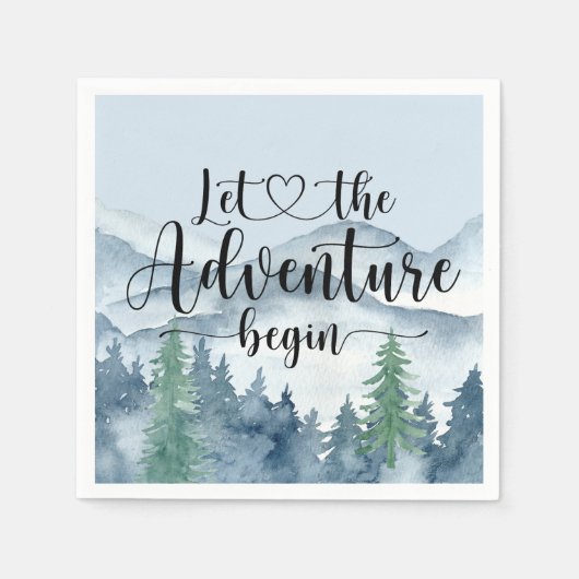 Waldabenteuer Wasserfarbengebirge Kinderdusche Serviette (Vorderseite)