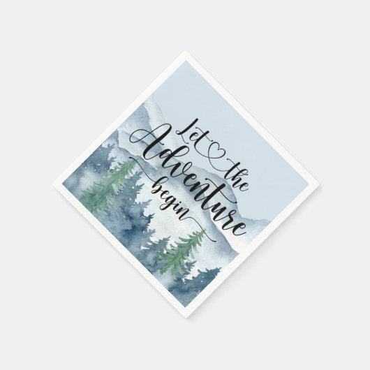 Waldabenteuer Wasserfarbengebirge Kinderdusche Serviette (Ecke)