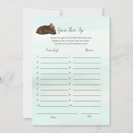 Waldabenteuerbären raten von ihrer alterlichen Spi Einladung (Vorderseite)