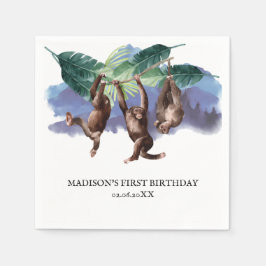 Waldaffen Affe Geburtstag Personalisiert Serviette
