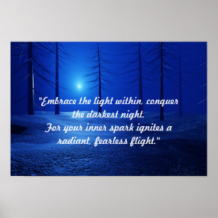 Waldästhetische Landschaft Dunkelblau motivierend Poster