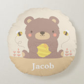 Waldbaby-Bär scherzt Raum-Dekor-Wurfs-Kissen Rundes Kissen (Vorderseite)