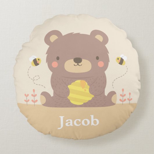 Waldbaby-Bär scherzt Raum-Dekor-Wurfs-Kissen Rundes Kissen (Vorderseite)