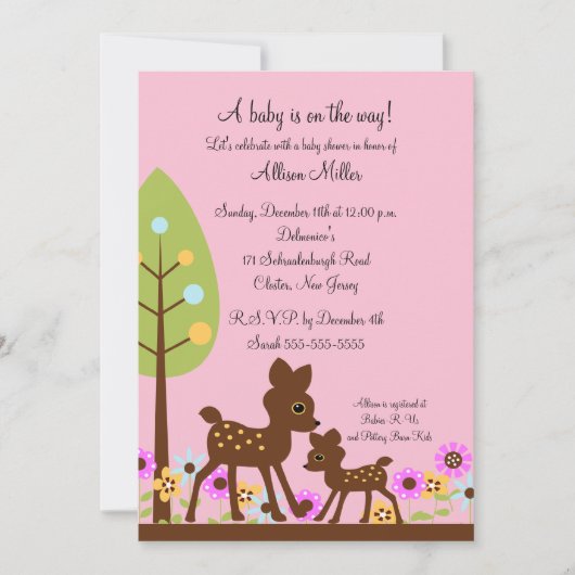 Waldbaby-Rotwild-Babyparty-Einladung Einladung (Vorderseite)