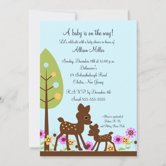 Waldbaby-Rotwild-Jungen-Babyparty-Einladung Einladung (Vorderseite)